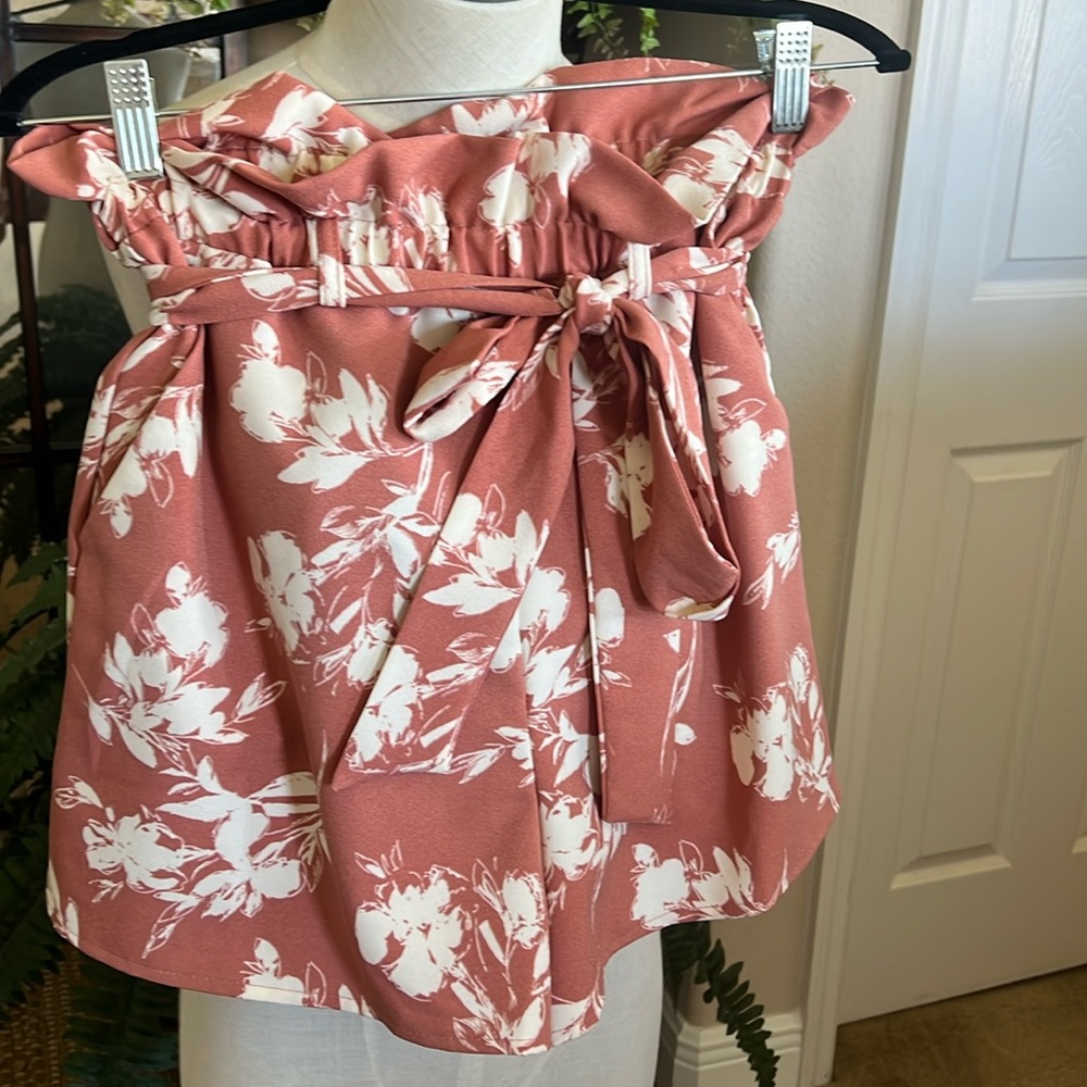 *New* Pink Floral Paperbag Shorts